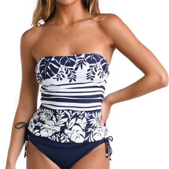 La Blanca Women's Bandeau Tankini Swimsuit Top NWT size 6 - Picture 3 of 10